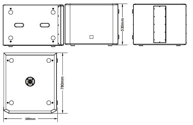 单18英寸有源低音扬声器尺寸图
