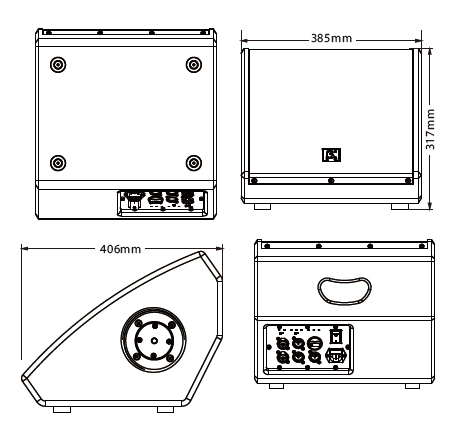 12寸2路有源同轴监听环绕扬声器尺寸图