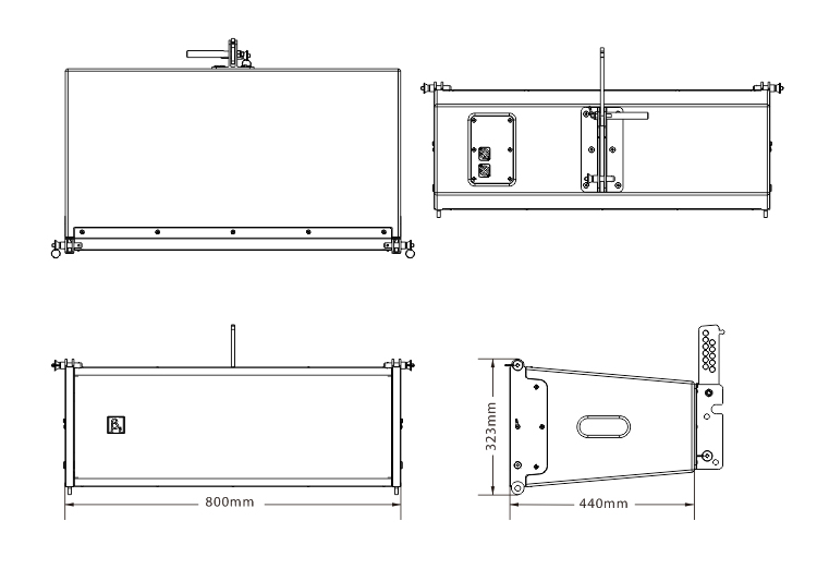 四单元两分频线阵列扬声器尺寸图