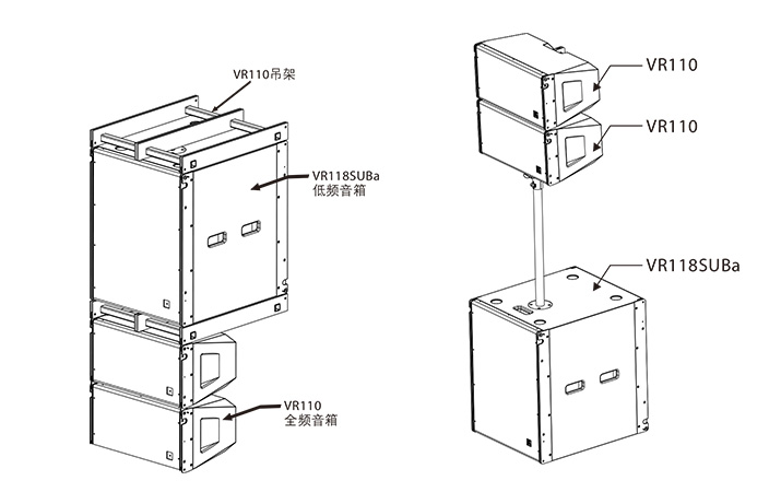 二分频无源线阵全频音箱安装图